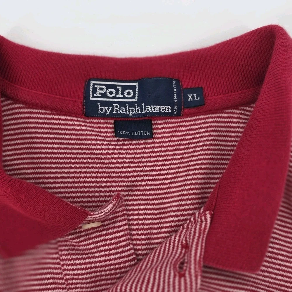 Polo Ralph Lauren Men's Polo Shirt XL Lot Of 2 Red Striped‎ Gray Solid Vintage